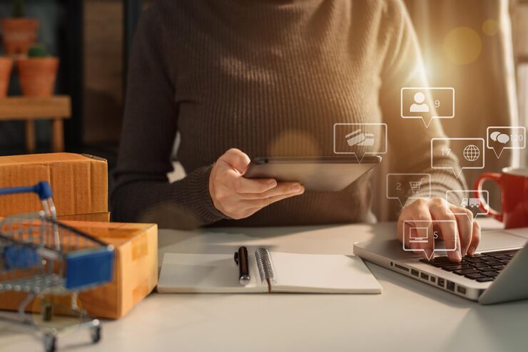 Illustration of a secure shipping API gateway connecting a WooCommerce store to multiple logistics and 3PL providers.