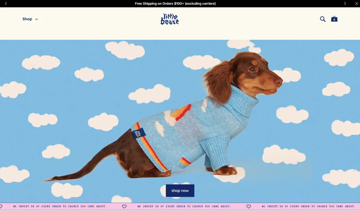 Littlebeast Home Page preview for Shopify case study