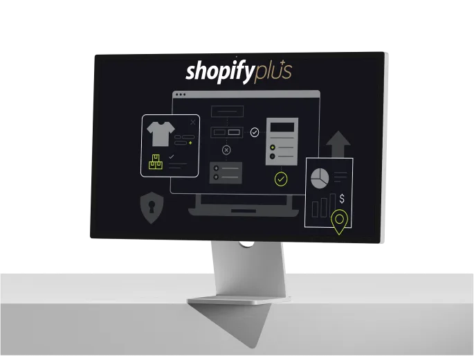 Shopify Plus interface mockup for enterprise checkout and multi-market development